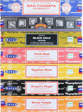 Satya Incense Sticks Gift Set, 7 Scents, Nag Champa, Super Hit, Dragon's Blood, Sandalwood, Patchouli, Lavender, Positive Vibes, 15g Each (Healing Mix)