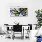 Abstract Butterfly Wall Art Teal Grey Yellow Butterfly Wall Decor Modern Marble Textured Canvas Poster Luxury Fluid Pictures Watercolor Neutral Artwork for Living Room Bedroom Home Decoration 20x40"