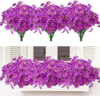 MACTING Artificial Flowers for Outdoors 12 Bundles Faux Outdoor Plants UV Resistant Plastic Silk Flowers No Fade for Planters Window Patio Porch Yard Indoor Garden Outside Summer Decorations(Purple)
