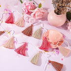WILLBOND 4 Pieces Valentine's Day Tassel Garland for Classroom Wall Decor Boho Pastel Garland Cotton Tassel Banners for Party School(6.2 Inch,Cute Colors)