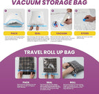 Space Bags Vacuum Storage Bags (Jumbo 12 Pack) Save 80% Space - Vacuum Bags for Comforters and Blankets, Bedding, Compression Seal for Closet Storage - Pump for Travel