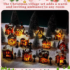 Liliful 36 Pcs Christmas Village Set Decoration Led Lighted Christmas Village House Scene Winter Houses Buildings Collection for Xmas Gifts Table Desktop Indoor Decoration Displays