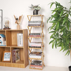 Bamboo Shoe Rack 6 Tier Foldable Shoe Rack Narrow Vertical Shoe Organizer Free Standing Shelf, Multifunctional Slim Storage for Entryway, Corner, Bedroom, Hallway, Wood Color