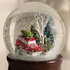 Ashfield & Harkness Red Truck Special Delivery Decorative Wind Up Music Box Gifts Snow Globe with LED Battery Operated Light