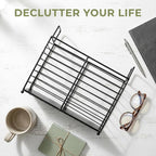 Noamus Metal Magazine Rack, Newspaper Book Tablet Storage Basket, File Holder Mail Organizer Bin with Handles, Iron Wire Black Folder Stand Holder for Home Office Bathroom Bedroom Den Living Room