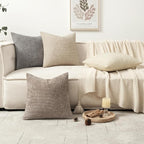 MIULEE Pack of 4 Couch Throw Pillow Covers 18x18 Inch Neutral Beige/Brown Soft Decorative Chenille Pillow Covers Farmhouse Accent Cushion Covers for Boho Spring Home Decor Sofa Bedroom Living Room