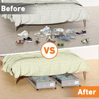 Under Bed Storage with Wheels, 2 Pack Under Bed Storage Containers with Dividers & Clear Lids, XXL 65L Under the bed storage Organizer Bins, Underbed Storage with Wheels for Clothes (Gray, 2 Pack)
