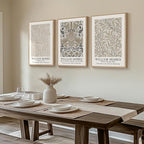 Framed Large William Morris Canvas Wall Art Set of 3, Vintage Neutral Botanical Floral Prints, Nature Artwork for Living Room, Bedroom, Hallway or Office Decor, 16x24 Inch