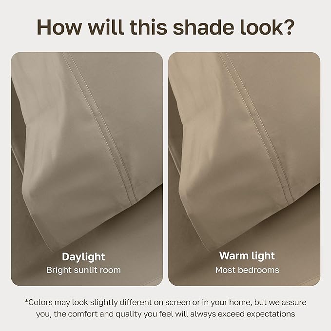 California Design Den Split King Sheet Set - 100% Cotton, 600 Thread Count, Breathable Luxury King Size Sheets for Adjustable Bed, Luxury Hotel-Quality Sheets with Soft Sateen Weave (Cool Taupe)