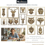 Newinhome Animal Heads Wall Decor (Includes Metal Frame) Resin Animals Sculptures Head Wall Hanging Decoration Gold vintage Wall Sculpture for Living Room Bedroom Office (Penguin)