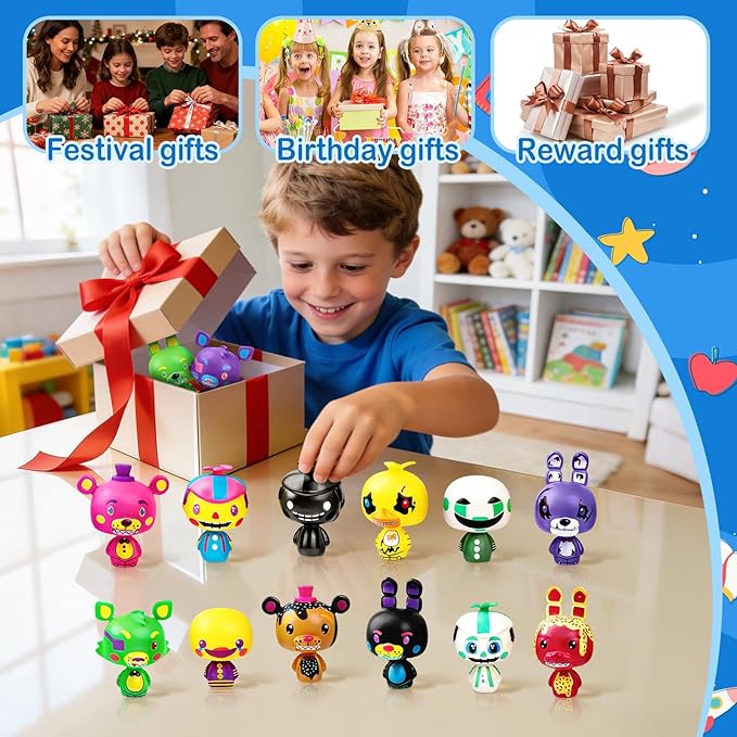 24pcs Freddy's Action Figures, 5 Nights Collectible Dolls for Birthday Gifts Game Paty Cake Toppers