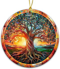The Celtic Tree of Life Ornament – Irish Ornament 2025, Celtic Spiritual Sun & Nature Design – Colorful Tree Symbol of Strength, Renewal & Unity – Ceramic Hanging Keepsake for Christmas