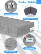 6.7-Inch Tall Under Bed Storage Container, Underbed Storage Bin w/Rigid Sides & Bottom, Large Under-Bed Clothes Organizer with Zippered Lid for Bedroom, Dorm, Sofa, 30x15x6.7 Inches, Gray