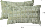 Aegero Pack of 2 Corduroy Decorative Throw Pillow Covers 12x20 InchSoft Boho Striped Pillow Covers Modern Farmhouse Home Decor for Sofa Living Room Couch Bed（Sage Green）