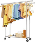 Mobile Double Rod Clothes Rack, Freestanding Garment Organizer with Medium Load Capacity and Bottom Storage Shelf for Home Use,Silver