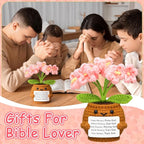 Wavwavw Christian Gift for Women Positive Handmade Crochet Doll with Bible Verse Prayer Card Inspirational Scripture Religious Crochet for Christmas Sunday Group Church