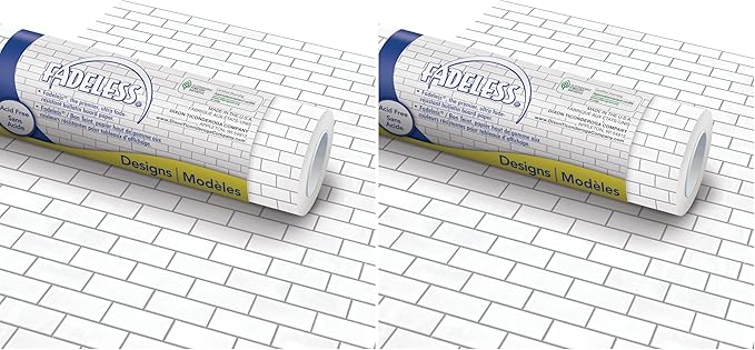 Fadeless Bulletin Board Paper, Fade-Resistant Paper for Classroom Decor, 48” x 12’, White Subway Tile, 1 Roll (Pack of 2)