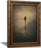 Vintage Gold Framed Wall Art Retro Dark Dragonfly Painting Canvas Prints Gothic Insect Picture Wall Decor Rustic Farmhouse Animal Poster Artwork for Living Room Bedroom Bathroom, 12x16in