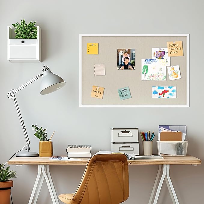 DAHAPYBOO Cork Board with Linen White 2Pack,Bulletin Board 36"x24" Hanging Corkboards for Office Home School Message Board or Vision Board Decoration.