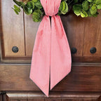 Christmas Wreath Sash for Front Door, Red Stripes Seersucker Sash Holiday Wreath Accessories for Home Wedding Birthday Decorations