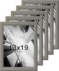 KTKDE 13x19 Picture Frame Set of 5, Wooden frames grey, Vertical & Horizontal Wall Hanging for Wall Display,Studio Gallery Photo Frame for Photos, Posters & Art Prints