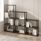 Furinno Turn-N-Tube Book Shelf, 5-Tier Bookshelf, Bookcase with Multipurpose Compact Display Rack, 11.6 x 23.6 x 57.4, for Living Room, Bedroom, Home Office, Columbia Walnut/Black