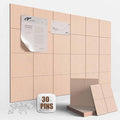 Large Felt Cork Board Alternative - 36" x 24" Bulletin Board with 30 Pushpins, 6 Pack Adhesive Cork Board, Sound Absorbing Fabric Wall Tiles, for Office Home Music Class, Cinnamon