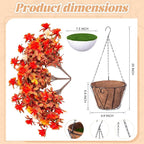 Fall Flowers with Hanging Basket Artificial for Decoration, Fake Silk Rhododendron Flowers for Outdoors, UV Resistant No Fade Floral for Home Garden Balcony Porch Patio Wedding Party Decor