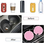 COCASES Car Coasters, 4 Pack Universal Vehicle Bling Car Coaster, Rhinestone Coaster for Cup Holders, Car Interior Accessories 2.75'' Silicone Car Coasters for Women(Pink, Pink Crystal Circle)