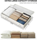2-Pack Under Bed Storage, 6 Inches Tall Closet Organizers and Storage Bins with Sturdy Sidewalls/Bottom/4 Handles, Beige
