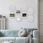 8-Pack Hexagon Felt Cork Board, 1/2" Thick Felt Bulletin Pinboard with 80 Push Pins, Adhesive Tabs, Geometric Cork Wall Tiles for Photos, Memos, Home & Office Decor (Light Grey)