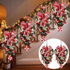 Lyrow 4 Pcs Cordless Prelit Christmas Artificial Swags 24" Xmas Stairway Swag Teardrop Trim Christmas Staircase Decoration Battery Operated Garland for Indoor Outdoor Railing Decor