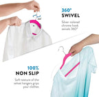 Zober Velvet Hangers 50 Pack - Heavy Duty Pink Hangers for Coats, Pants & Dress Clothes - Non Slip Clothes Hanger Set - Space Saving Felt Hangers for Clothing