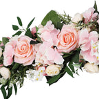 TITA-DONG 25.6inch Artificial Rose Peony Flower Swag, Front Door Peony Floral Arch Garland Swag Hydrangeas Eucalyptus Leaves Wreath for Wedding Arch Front Door House Wall Decoration(Pink)