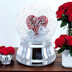 Romantic Red Heart in Love Glass Musical Water Snow Globe
