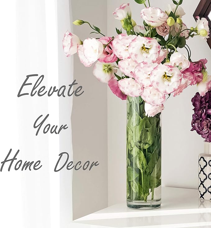 CYS EXCEL Cylinder Clear Glass Vase (H:20" D:6") | Multiple Size Choices Glass Flower Vase Centerpieces | Hurricane Floating Candle Holder Vase