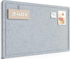 Fluxynara Bulletin Board,35.4" x 23.6" Cork Board Alternative with 12 Safe Removable Adhesive Tabs, Foldable Felt Pin Board for Home Office, Classroom, Bedroom,Entryway for Walls—Blue Gray