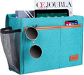 Bedside Caddy, Bed Storage Organizer for Remote Controller, Books, Magzine, Laptop Holder, 12.4'' x 8.6'' inch Bedside Hanging Felt Storage Bag for Dorm Bed with 5 Pockets, Celadon
