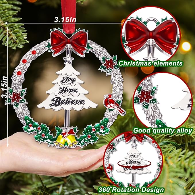 Christmas Wreath Ornaments for Trees Decorations, Mini Jingle Bell Hanging Charms Xmas Tree Decorative DIY Craft Hanging Ornaments for Christmas Decorations