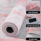 Ciicool Modern Abstract Area Rug, 2x3 Pink Grey Washable Small Entryway Rug, Low Pile Soft Non-Slip Kitchen Rug Thin Throw Rugs Room Mat Foldable Bathroom Rugs Non-Shedding Floor Carpet Indoor