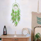 Pretty Jolly Green Tree of Life Dream Catcher Wall Decor with Luminous Beads Handmade Crystal Stones Dreamcatchers Wall Hanging with Small Butterfly Pendant for Bedroom Wedding Party Wish Gift