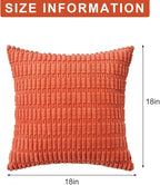 Aegero Pack of 2 Corduroy Decorative Throw Pillow Covers 18x18 Inch Fall Soft Striped Pillow Covers Modern Farmhouse Home Decor for Sofa Living Room Couch Bed(Rust)