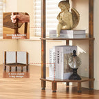 YUFAM 3-Tier Corner Shelf with Sturdy 5-Leg Base, Wooden Corner Bookshelf for Small Spaces, Small Corner Table for Living Room, Bedroom, Office, Brown