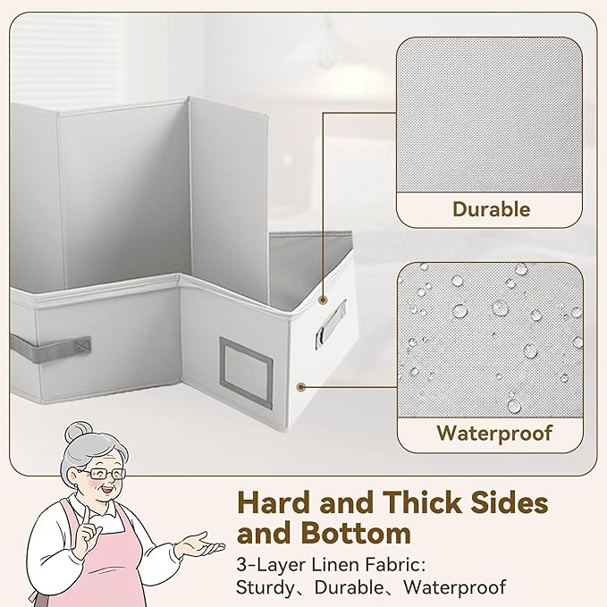 GRANNY SAYS 6.5-Inch Foldable Underbed Storage Box with Lid, Sturdy Frabic Organizer with Reinforced Bottom for Clothes, Shoes, Low-Profile Underbed Container for Bedroom, Closet,2 Pack, Grey