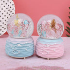 Mermaid Snow Globes,Snowglobes Music Box with Lights, Mermaid Musical Snow Globe Gifts for Girls Women Kids Sister Daughter Mom Granddaughter Girlfriend Wife Christmas Birthday for Kids 5-12(Blue)