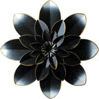 Black Metal Flower Wall Art Decor, 9.5“ Rustic Modern Floral Sculpture, Distressed Hanging Home Decoration Accent Artworks for Indoor Bedroom Living Room Office Outdoor Garden Patio