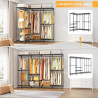 H41 Garment Rack Heavy Duty Clothes Rack, Clothing Racks for Hanging Clothes, Extra Large Freestanding Portable Closet Wardrobe Rack 78.5'' W × 15.8'' D × 76.4'' H, Max Load 1150 Lbs, Black