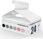 Neaties Super Heavy Duty Clothes Hangers 20 Pack (24 Count) – Made in the USA - 10lb Capacity, Thick Plastic Hangers for Pants, Coats, Jackets, Jeans and Adult Clothing – White