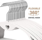 Plastic Hangers 50 Pack: No Shoulder Bumps Ultra Thin Clothes Hanger for Space Saving, Suits, Heavy Duty Coat Clothes Shirt Dress White