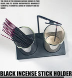 2 in 1 Incense Holder for Sticks Incense Burner Holder with Storage,Glass Upside Down Incense Holder for Sticks with Glass Ash Catcher for Meditation Yoga Spa Room Home Decor[2 Long Black]